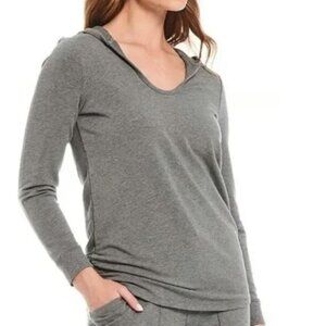 Barefoot Dreams Scoop Neck Gray Hoodie Sweater Malibu Collection Size Medium